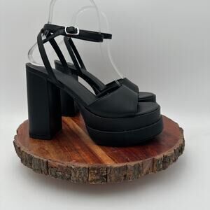 Wild Fable Alessia Platform Block Heels Black Size 6 Chunky Ankle Strap Y2K EUC
